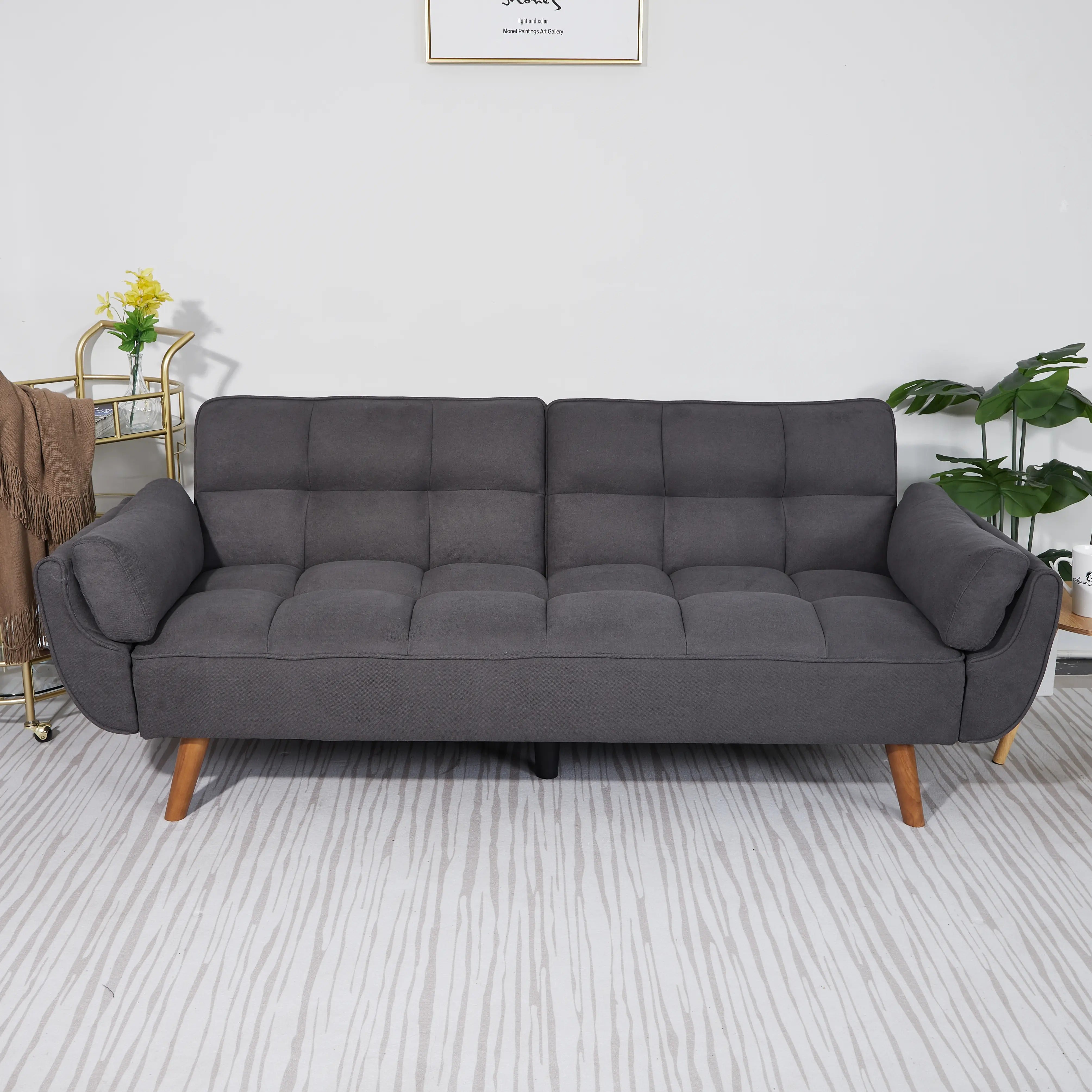 Homy Casa Dark Gray Linen Sofa – 500LBS Heavy-Duty, Solid Wood Frame, Modern Upholstered Couch with Under-Seat Storage