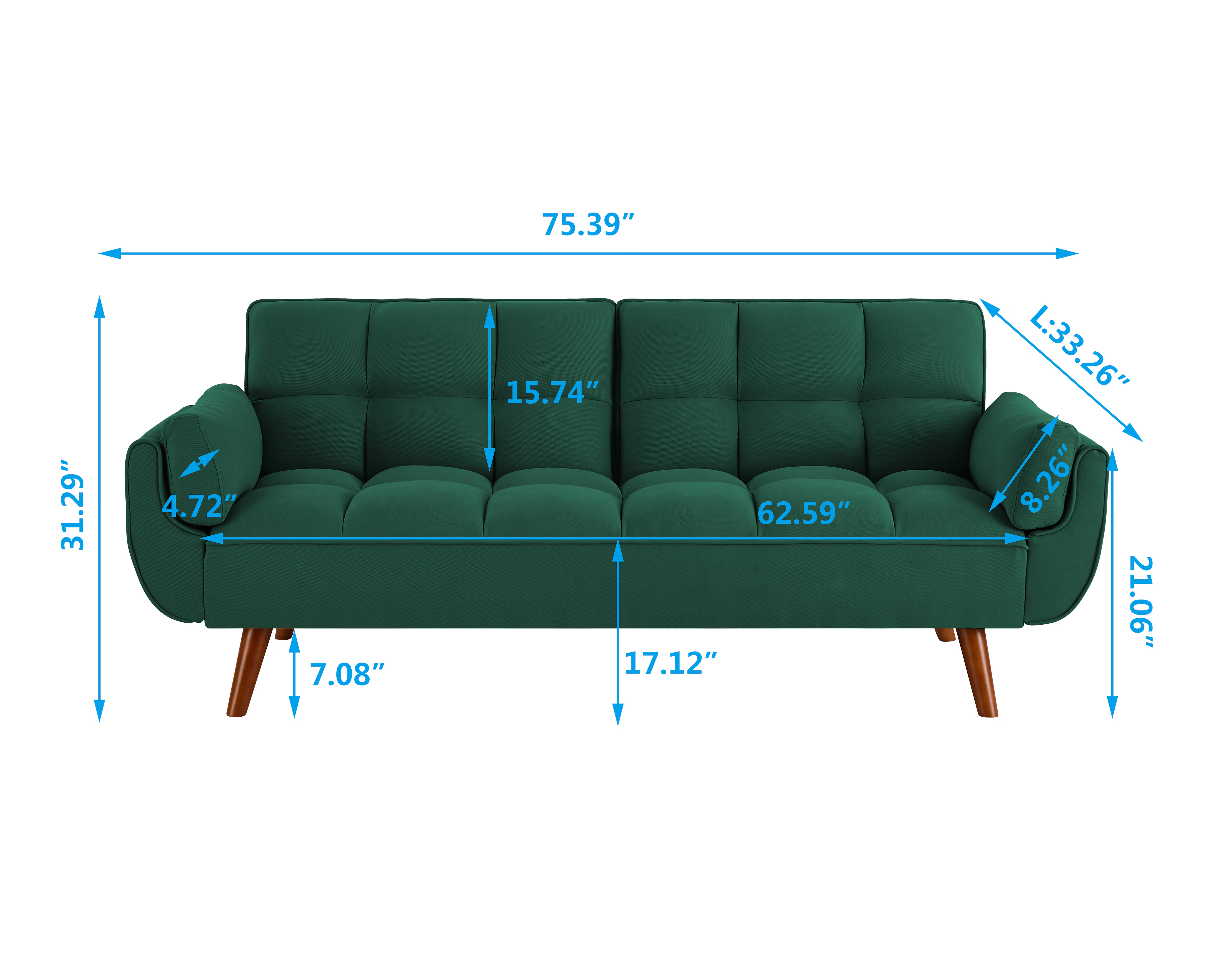 Homy Casa Dark Gray Linen Sofa – 500LBS Heavy-Duty, Solid Wood Frame, Modern Upholstered Couch with Under-Seat Storage