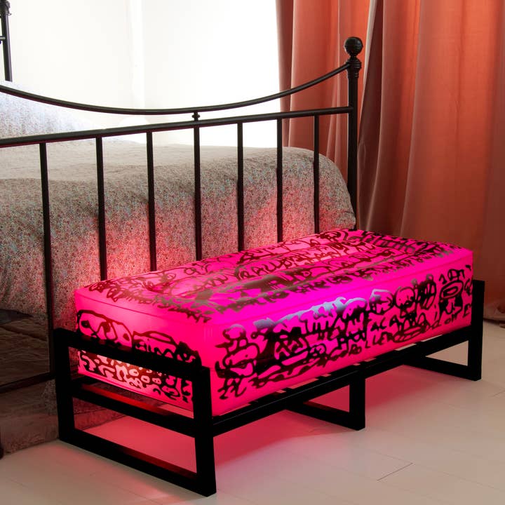 Yomi Nep Luminous Pink Design Bench in Aluminum and Tpu