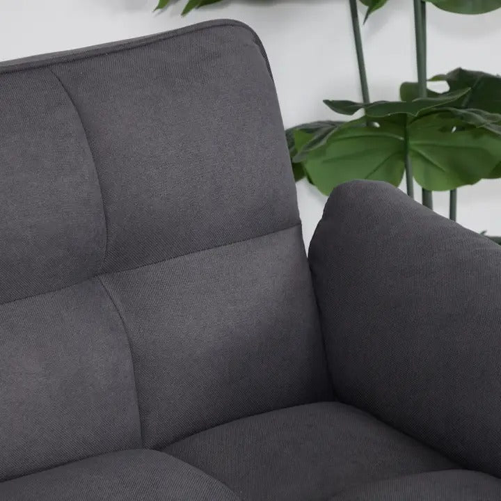 Homy Casa Dark Gray Linen Sofa – 500LBS Heavy-Duty, Solid Wood Frame, Modern Upholstered Couch with Under-Seat Storage