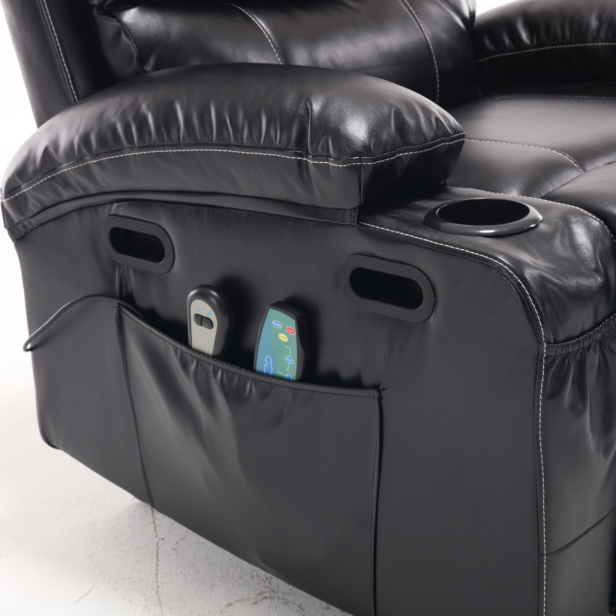 21" Wide Electric Lift Recliner for Elderly, Massage, Heat, Remote, Cup Holders, and Side Pockets