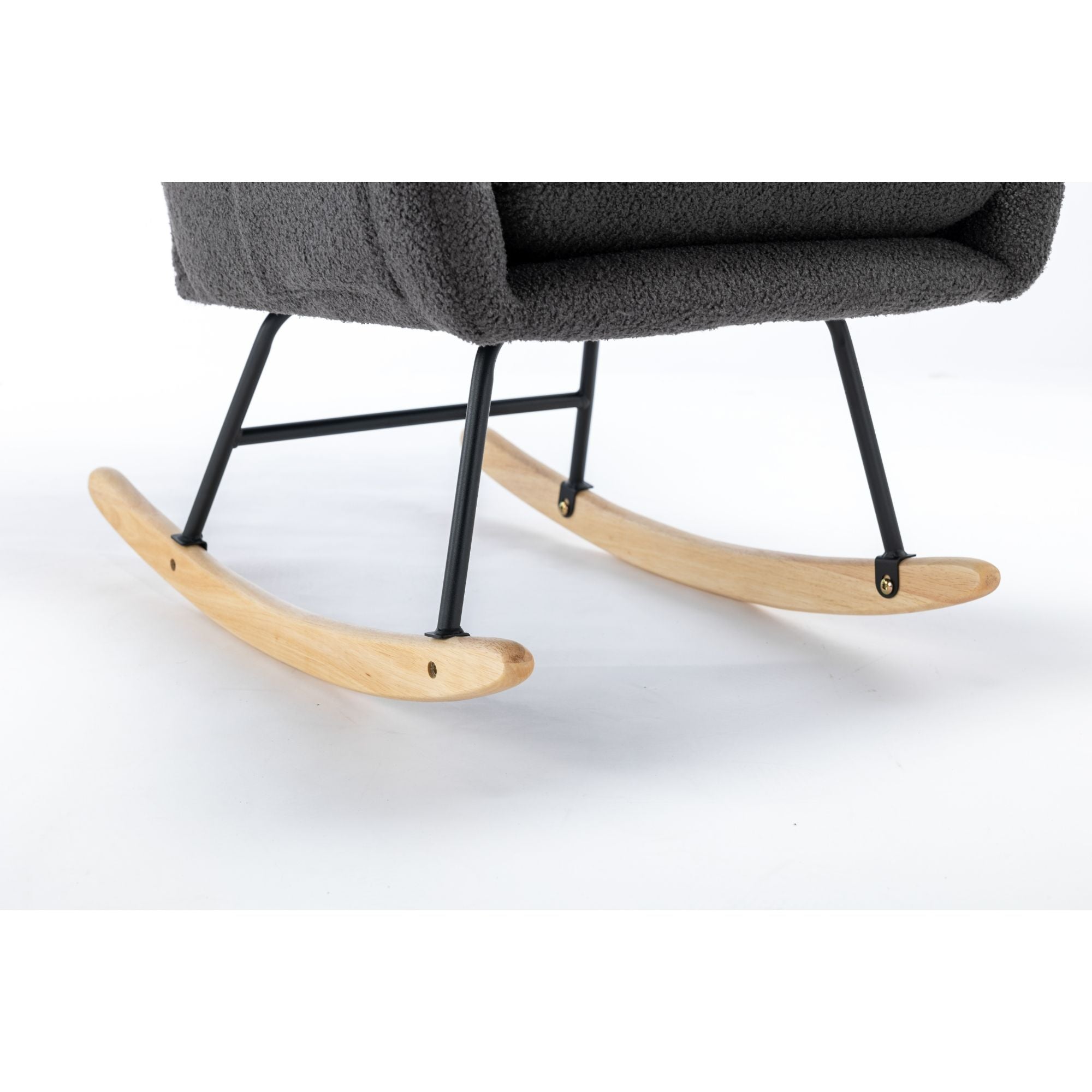 35.5-Inch Teddy Fabric Rocking Chair with Pocket – Safe Solid Wood Base