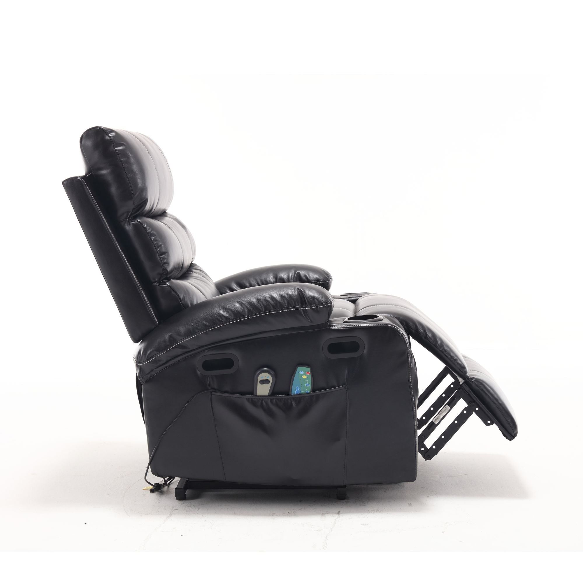 21" Wide Electric Lift Recliner for Elderly, Massage, Heat, Remote, Cup Holders, and Side Pockets