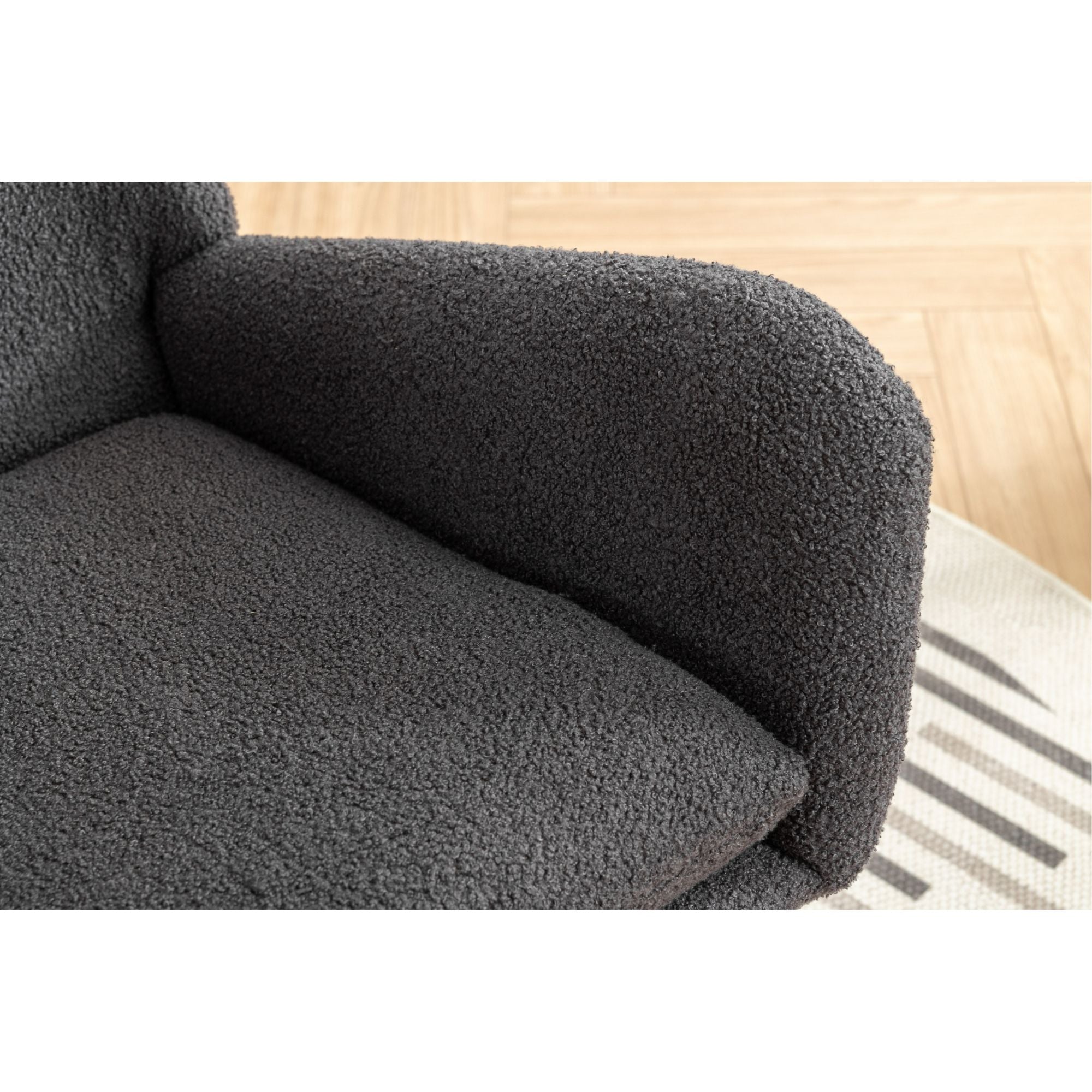 35.5-Inch Teddy Fabric Rocking Chair with Pocket – Safe Solid Wood Base