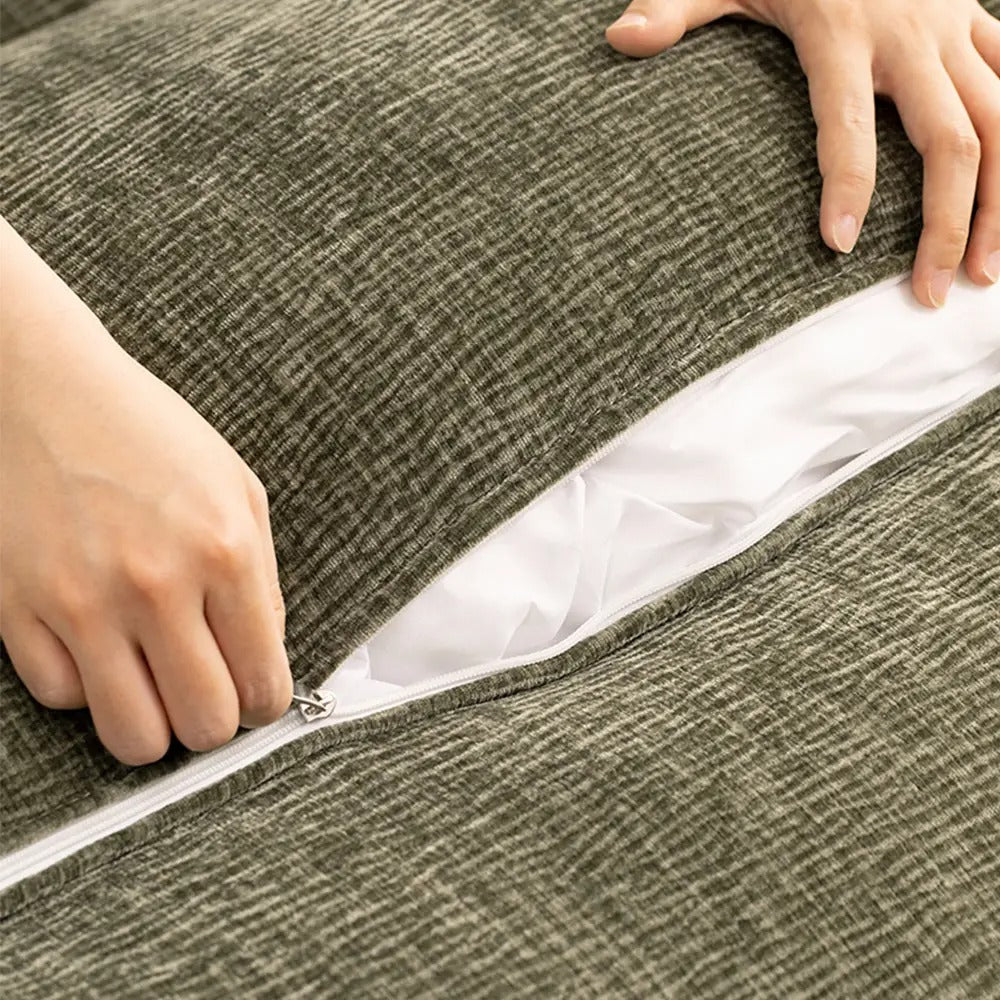 Retro Chenille Accent Lounge Chair – Solid Wood Frame with Plush Cushion, Removable Cover & Wide Armrests