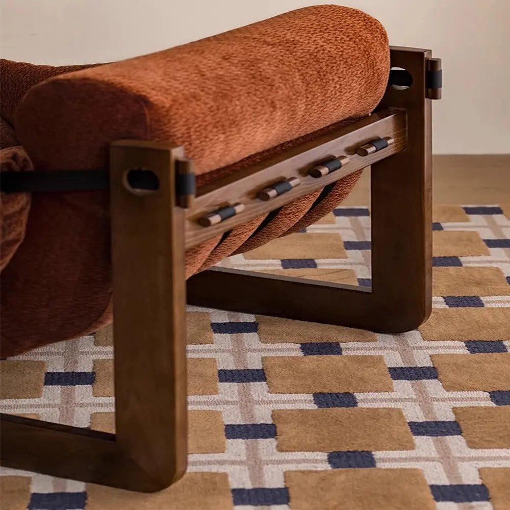 Retro Chenille Accent Lounge Chair – Solid Wood Frame with Plush Cushion, Removable Cover & Wide Armrests