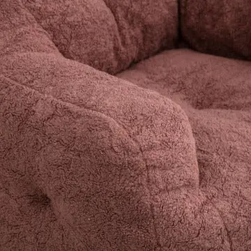 Tufted Teddy Fabric Bean Bag Chair with Ergonomic Backrest – Memory Sponge Lounge Seat in Multiple Colors