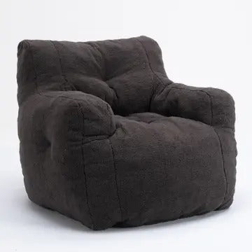 Tufted Teddy Fabric Bean Bag Chair with Ergonomic Backrest – Memory Sponge Lounge Seat in Multiple Colors