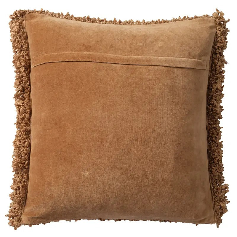 Angora Burnt Tabac Textured Hand Woven Pillow by Jaipur – 100% Polyester Decorative Accent Cushion
