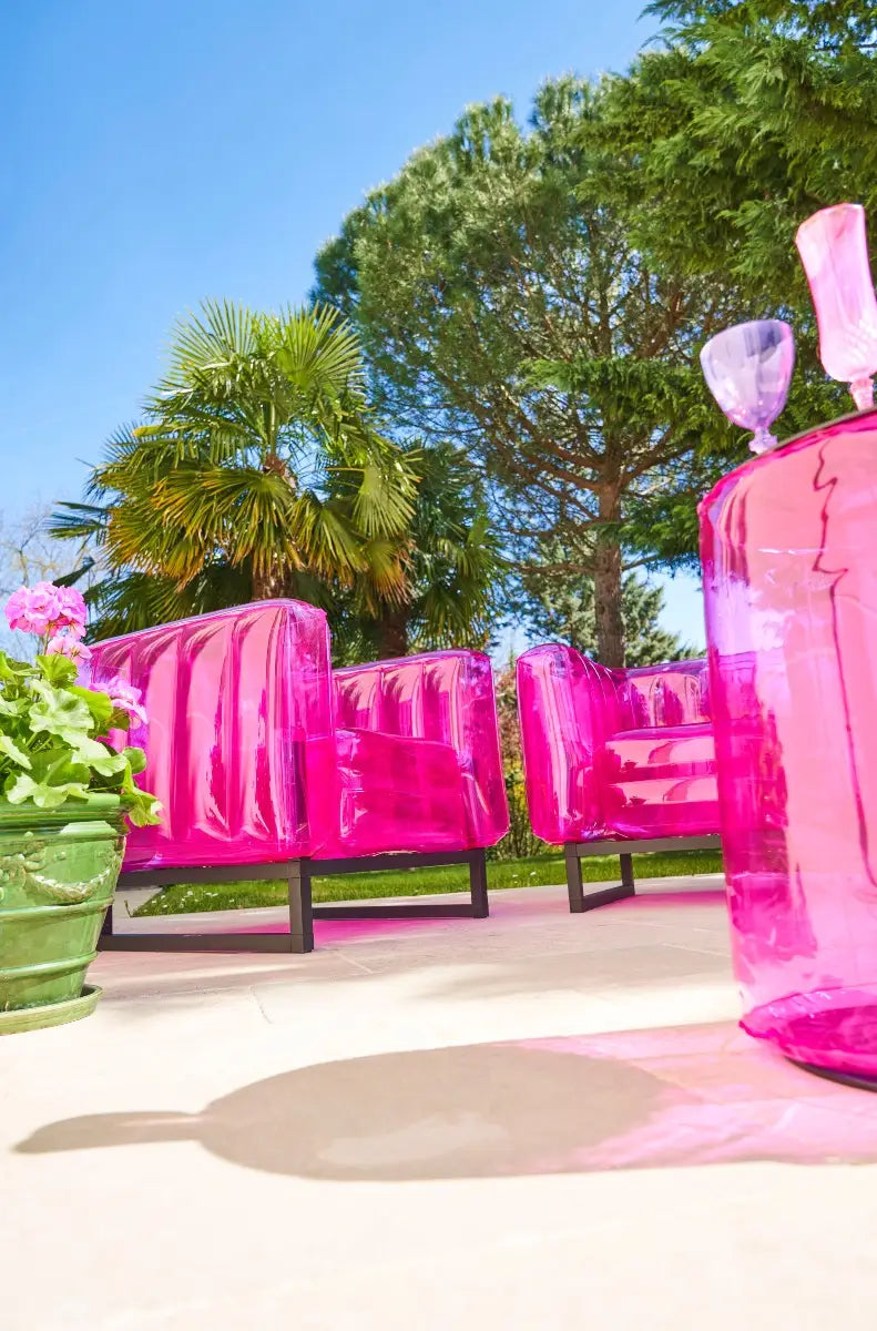 Crystal Pink Aluminum and TPU Design Armchair