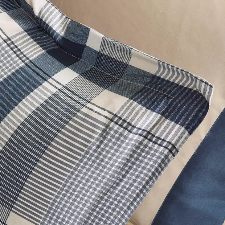 Navy Plaid Complete Comforter and Sheet Set, Blue