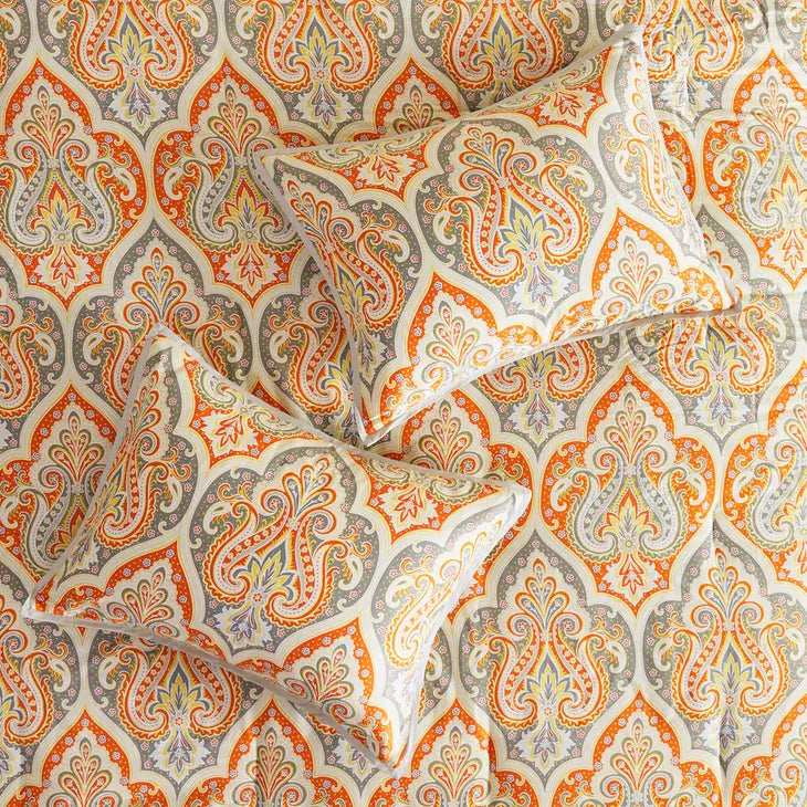 Paisley Boho Comforter Set, Orange