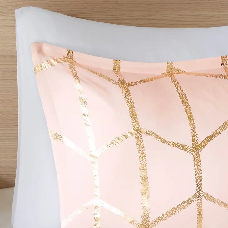Metallic Comforter/Duvet Cover Set, Pink
