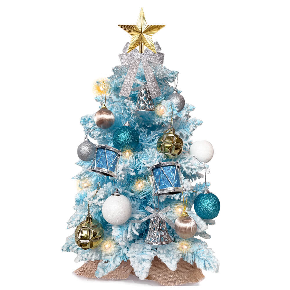 2ft Tabletop Christmas Tree with Light Christmas Decoration with Flocked Snow
