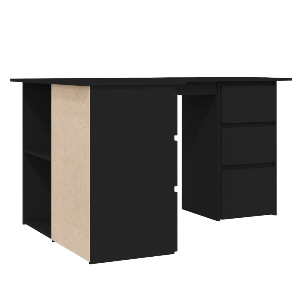 Corner Desk Black 57.1"x39.4"x29.9" Engineered Wood