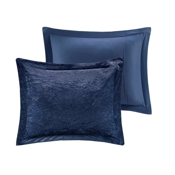 Crushed Velvet 4-Piece Comforter or Duvet Cover Set, Blue