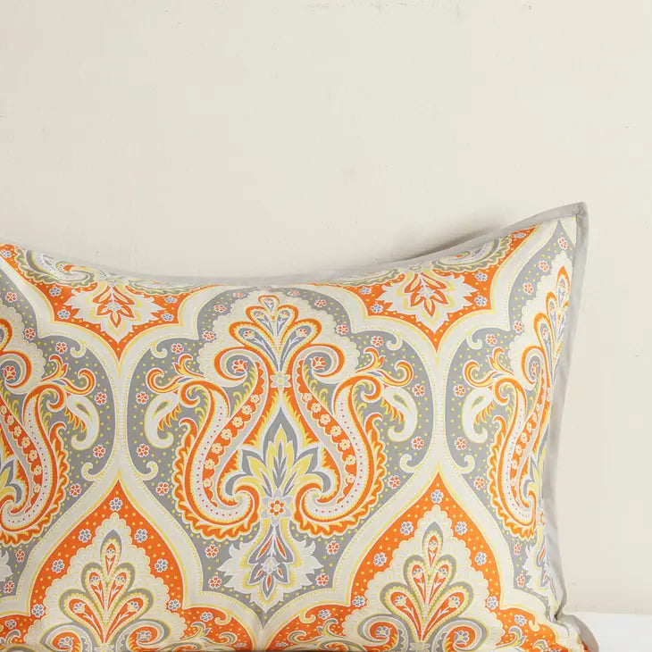 Paisley Boho Comforter Set, Orange