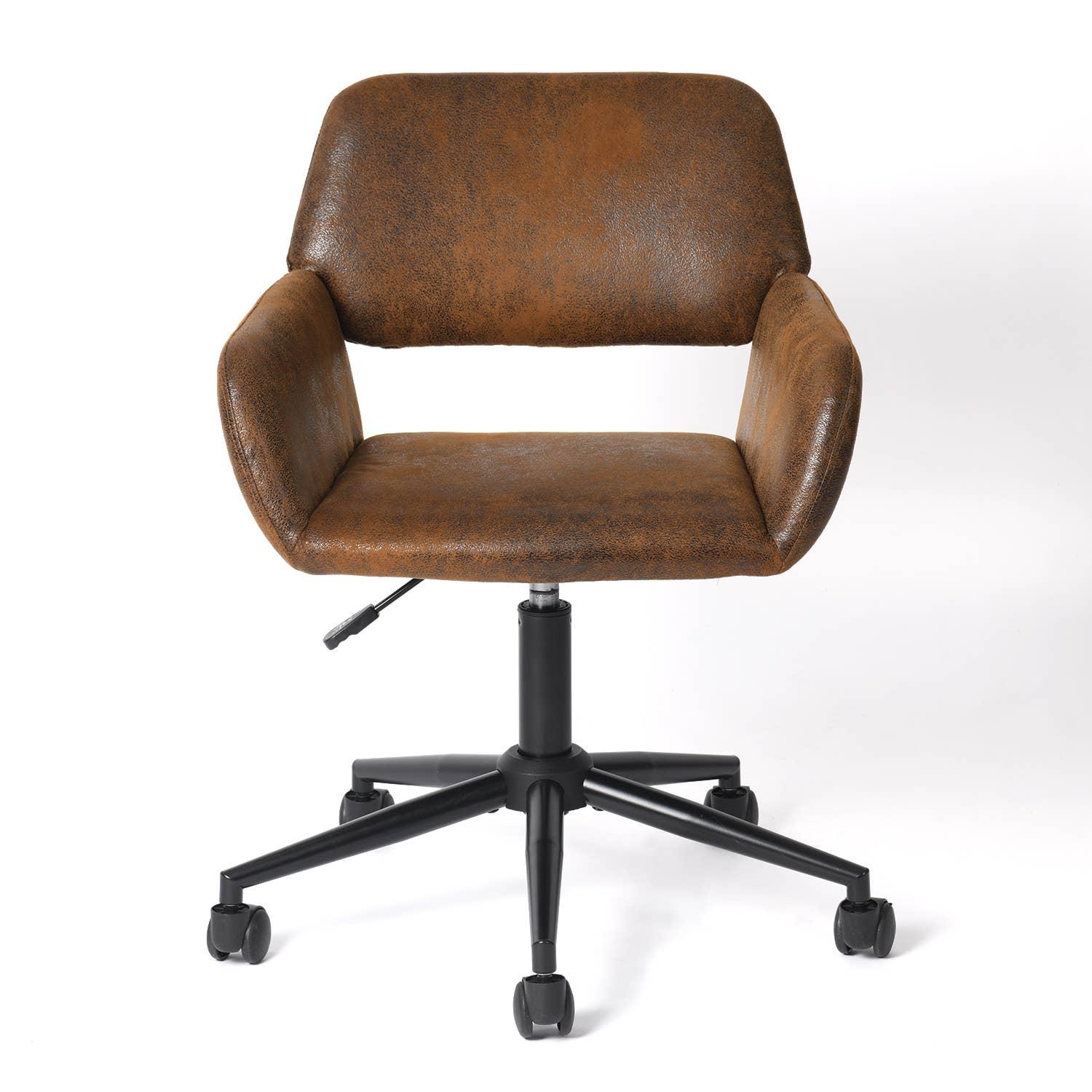 Adjustable Task Chair with Swivel Base Suede Brown/Beige