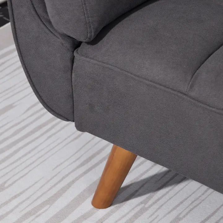 Homy Casa Dark Gray Linen Sofa – 500LBS Heavy-Duty, Solid Wood Frame, Modern Upholstered Couch with Under-Seat Storage