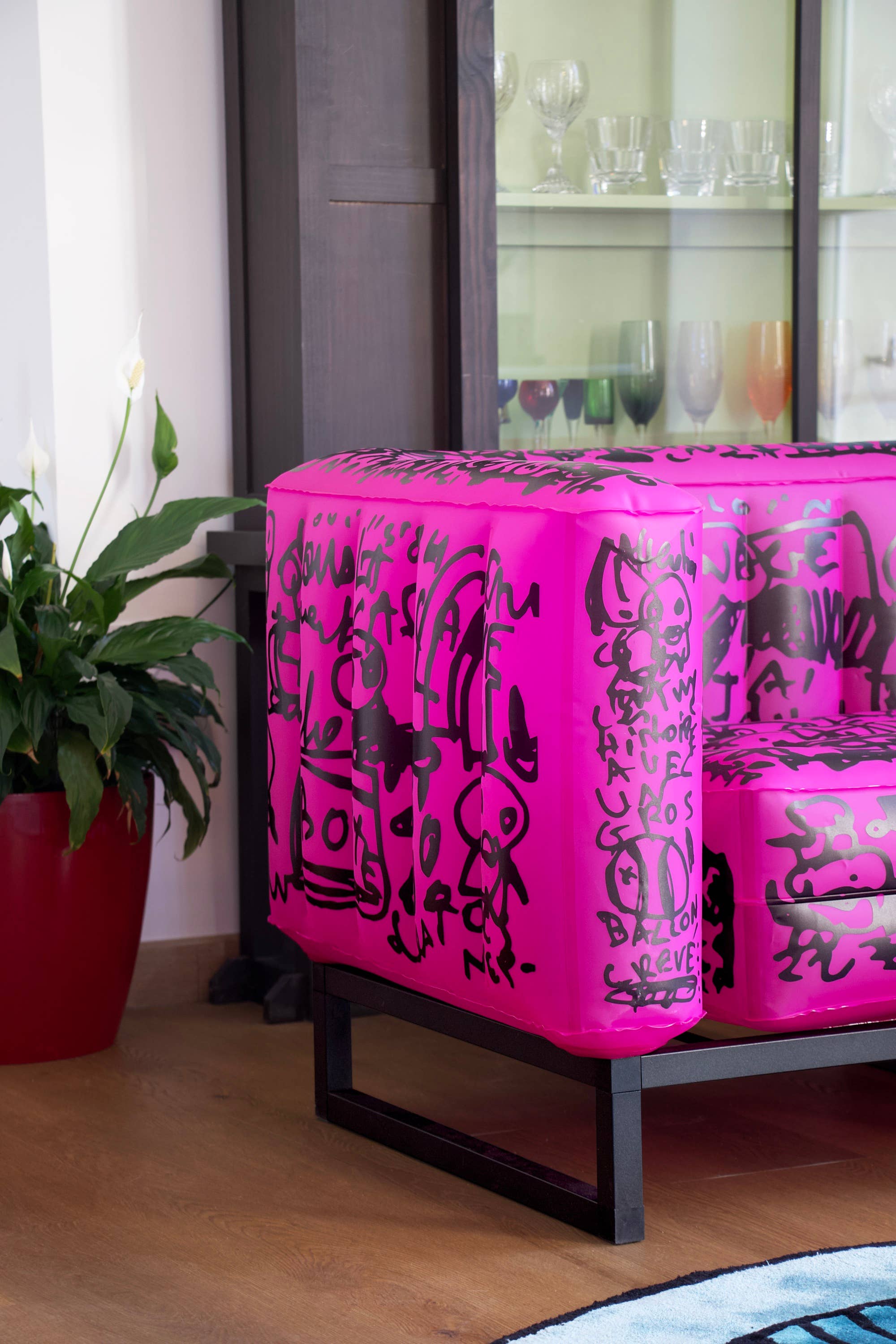 Yomi Nep Luminous Pink Design Armchair in Aluminum and Tpu