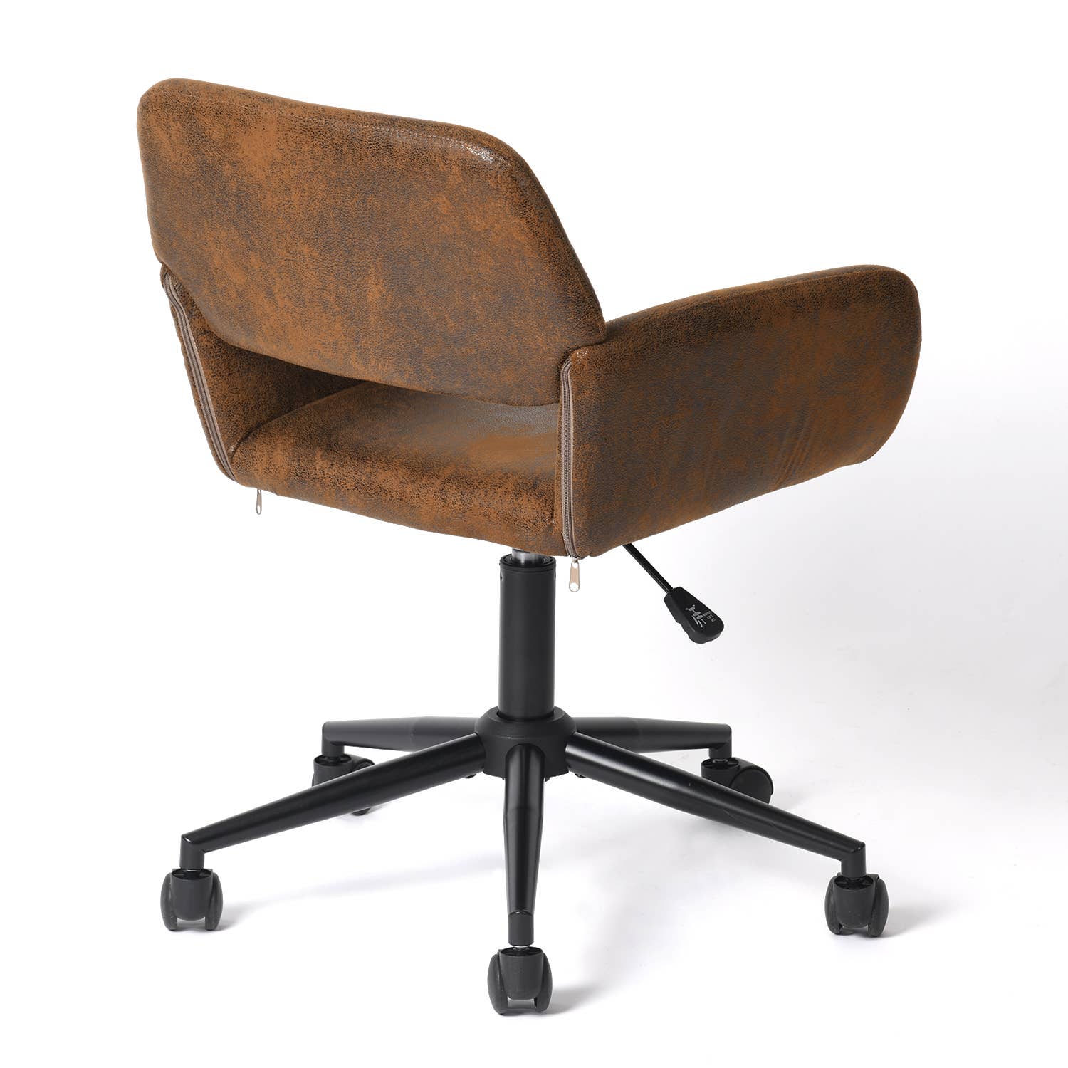 Adjustable Task Chair with Swivel Base Suede Brown/Beige