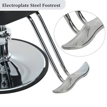 Classic Reclining Barber Chair Salon Chair For Hair Stylist with Heavy Duty Hydraulic Pump, 360 Rotation, Tattoo Chair Shampoo Beauty Salon Equipment, Max Load Weight 330 Lbs, Black Black Metal