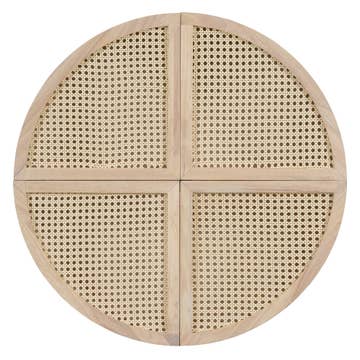 Round To Square Block Modular Coffee Table Light Natural Rattan with Storage 4 Piece Light Natural Rubber Wood