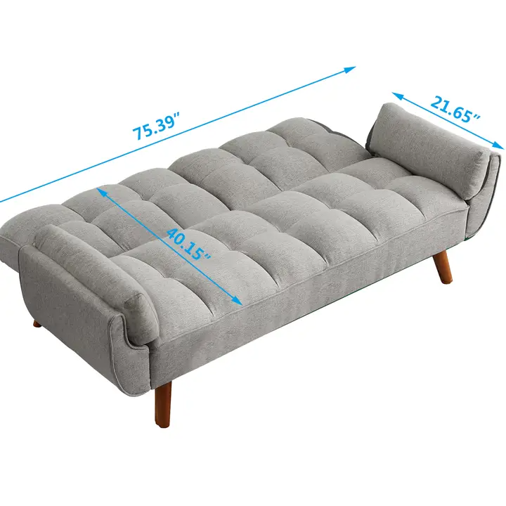 Homy Casa Linen Sofa, Solid Wood Frame