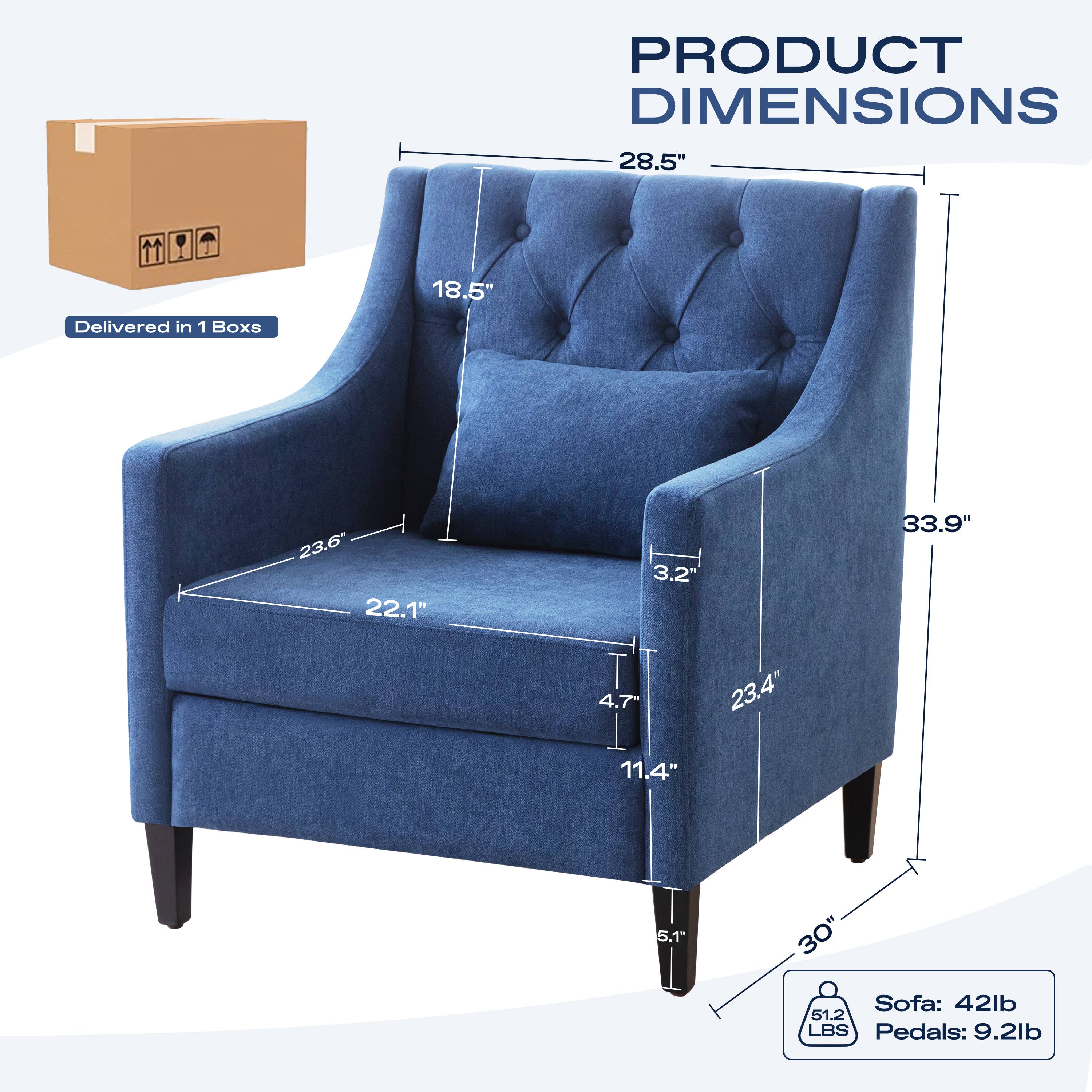 Mid-Century Accent Chair W/Lumbar Pillow