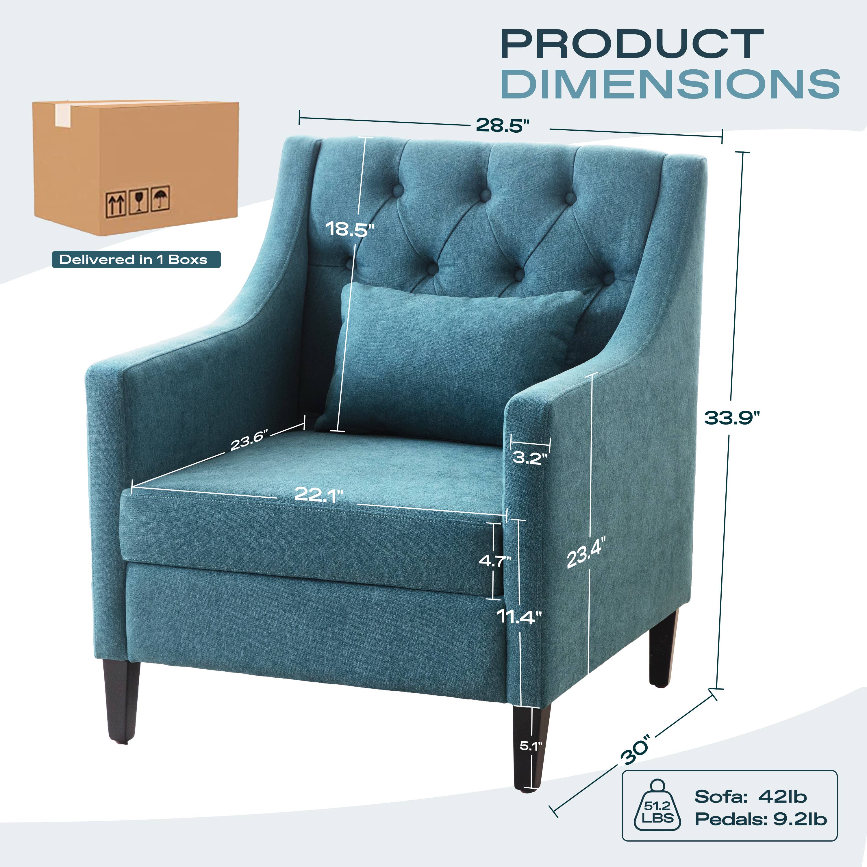 Mid-Century Accent Chair W/Lumbar Pillow