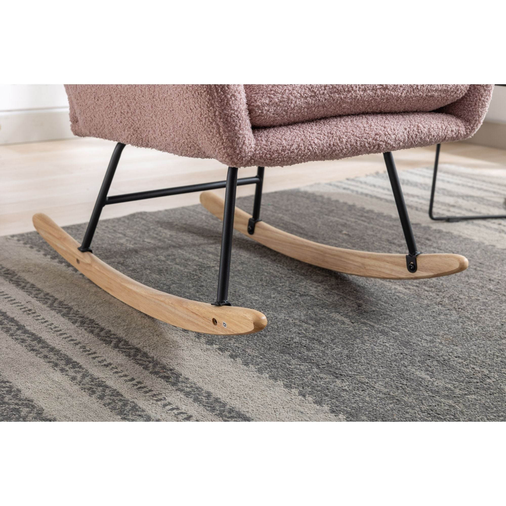 35.5-Inch Teddy Fabric Rocking Chair with Pocket – Safe Solid Wood Base