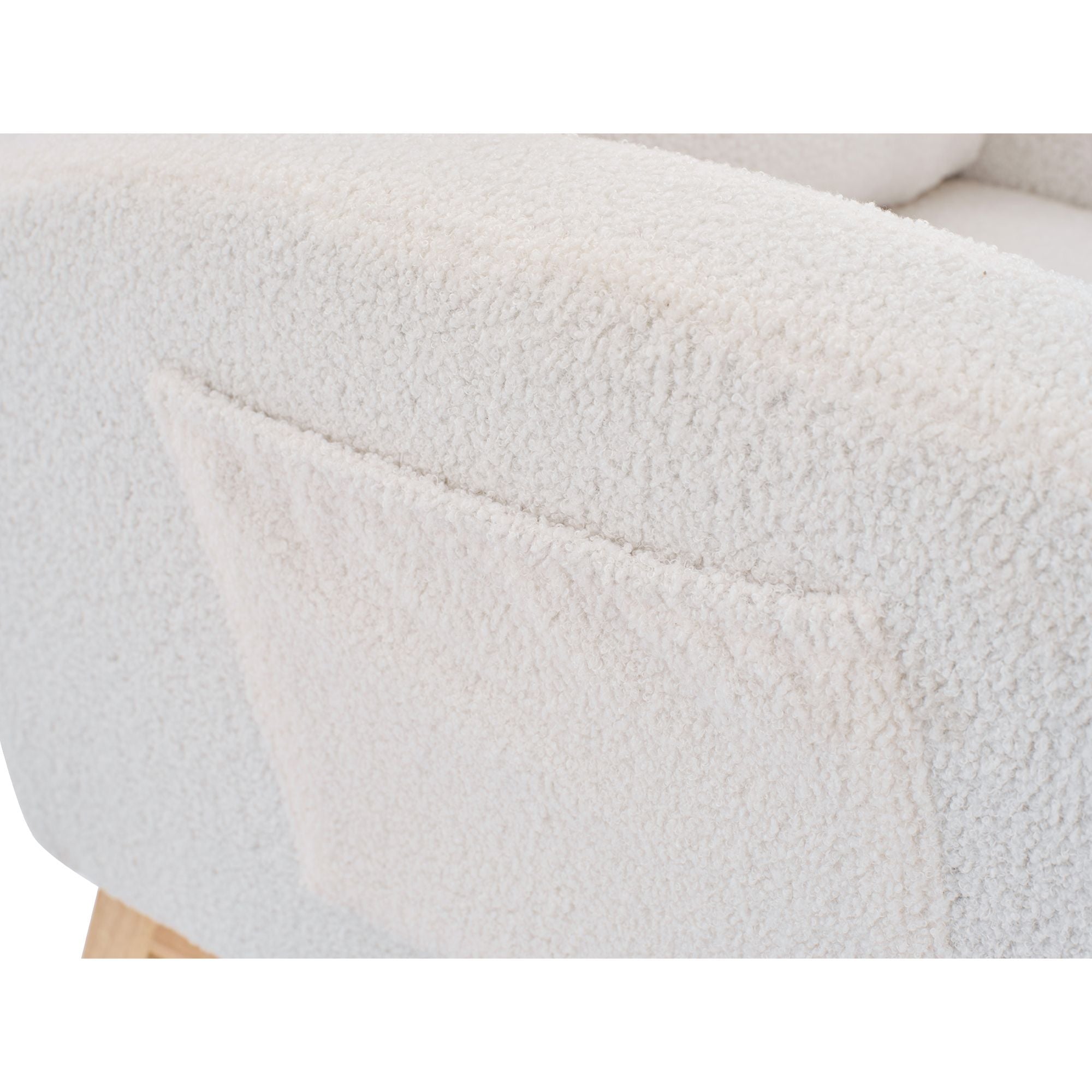 Modern Upholstered Rocking Chair with Solid Wood Legs, High Backrest, Side Pocket, and Comfy Armrests – Nursery Glider and Living Room Accent Chair