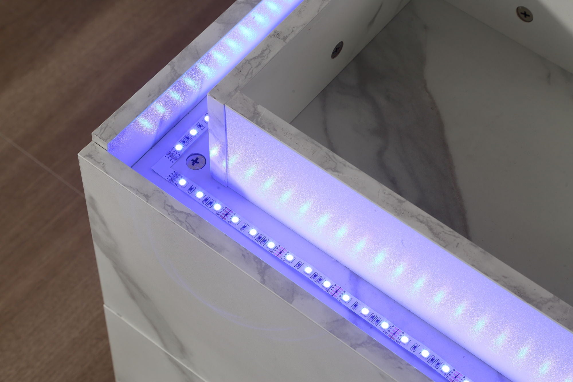 Nightstands LED Side Tables Bedroom Modern End Tables with 2 Drawers, White