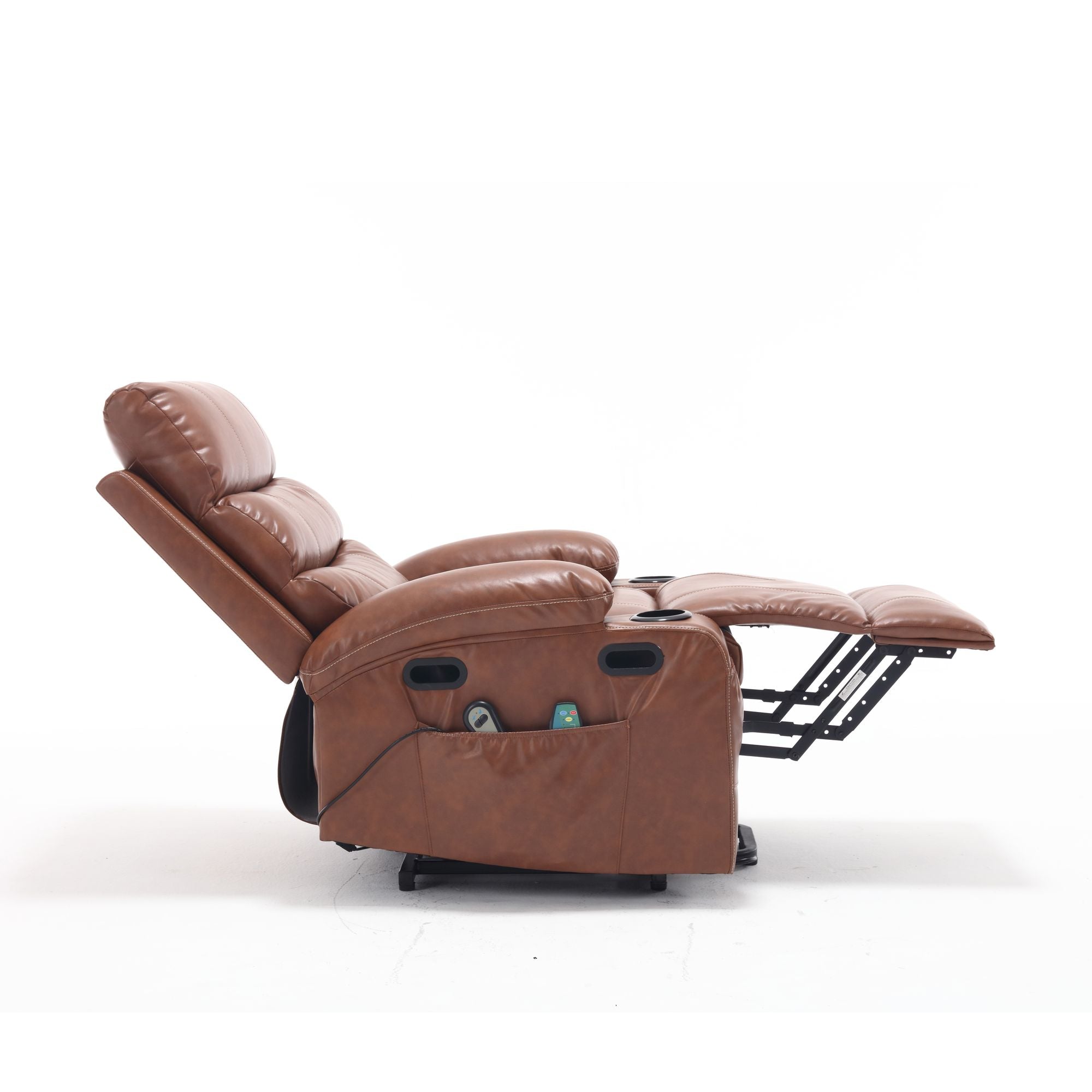 21" Wide Electric Lift Recliner for Elderly, Massage, Heat, Remote, Cup Holders, and Side Pockets