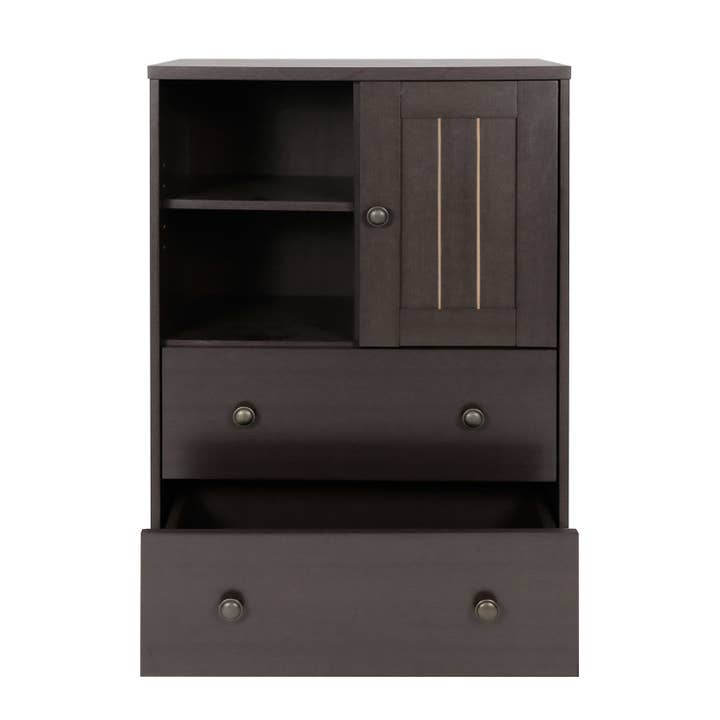 Compact Wooden Storage Cabinet with Shelves and Drawers