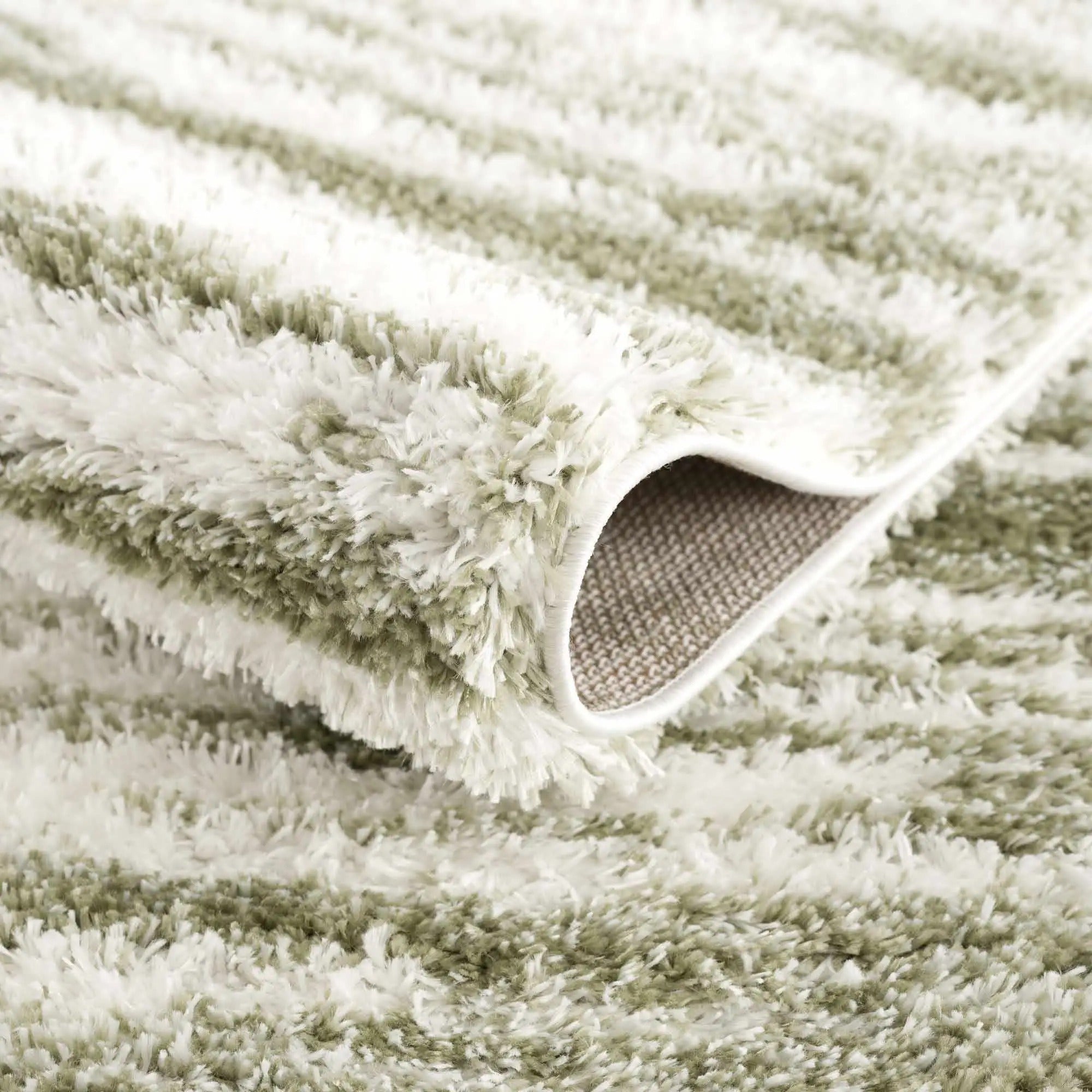 Lucus Green & White Shag Area Rug – Plush Modern Abstract Rug by Hauteloom