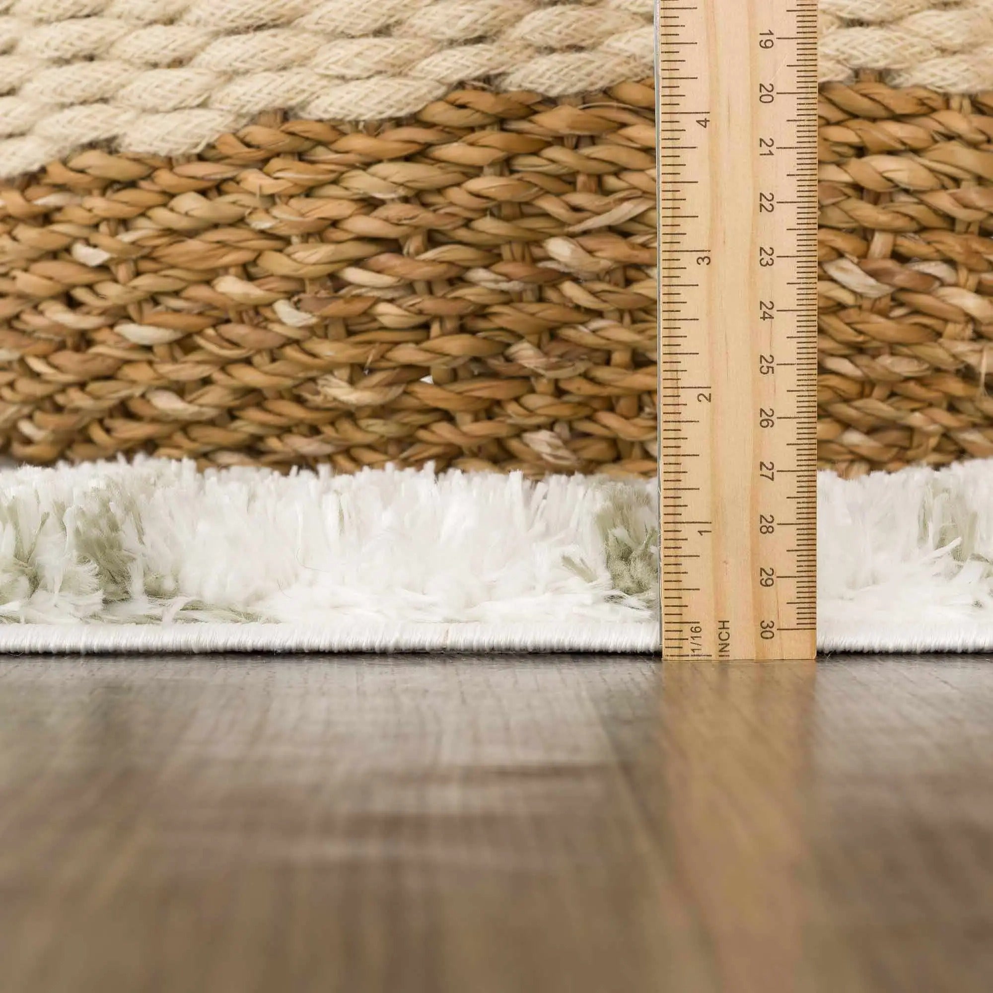 Lucus Green & White Shag Area Rug – Plush Modern Abstract Rug by Hauteloom