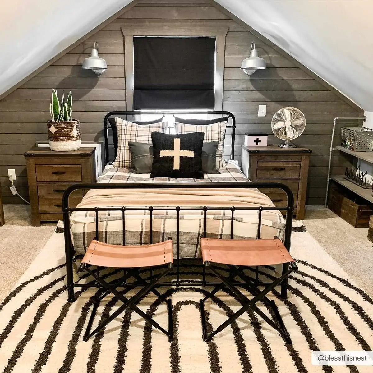 Bauer Black Rainbow Shag Area Rug – Plush Modern White Rug by Hauteloom