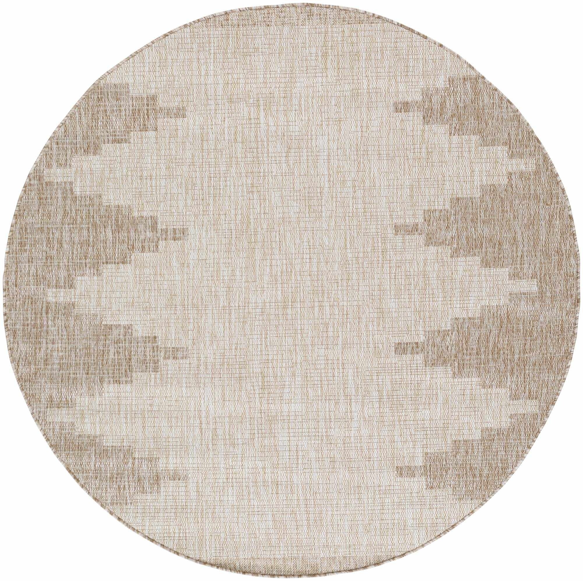 Djugun Beige Aztec Geometric Indoor/Outdoor Rug – Durable No-Pile Patio & Deck Rug by Hauteloom