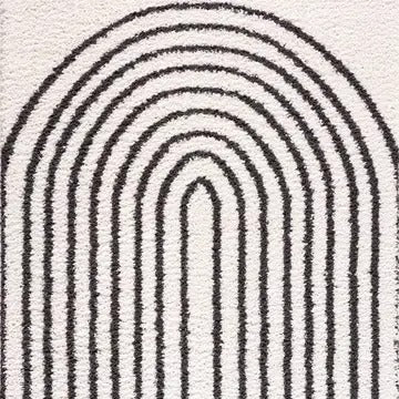 Bauer Black Rainbow Shag Area Rug – Plush Modern White Rug by Hauteloom