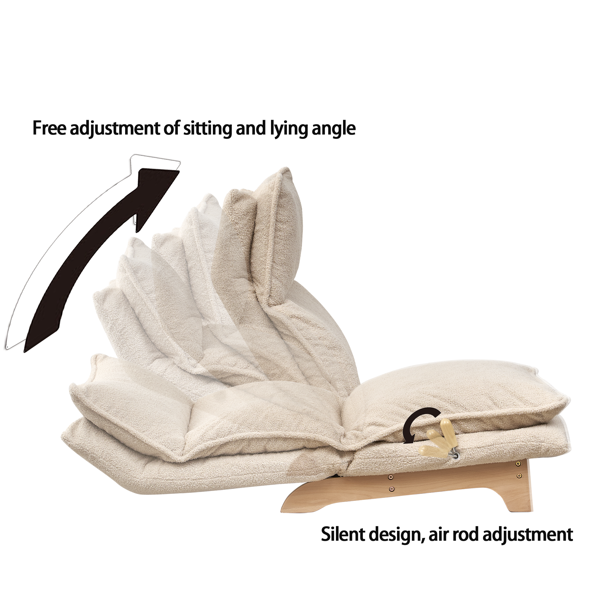 Adjustable Floor Sofa Chair with Foldable Backrest - Beige