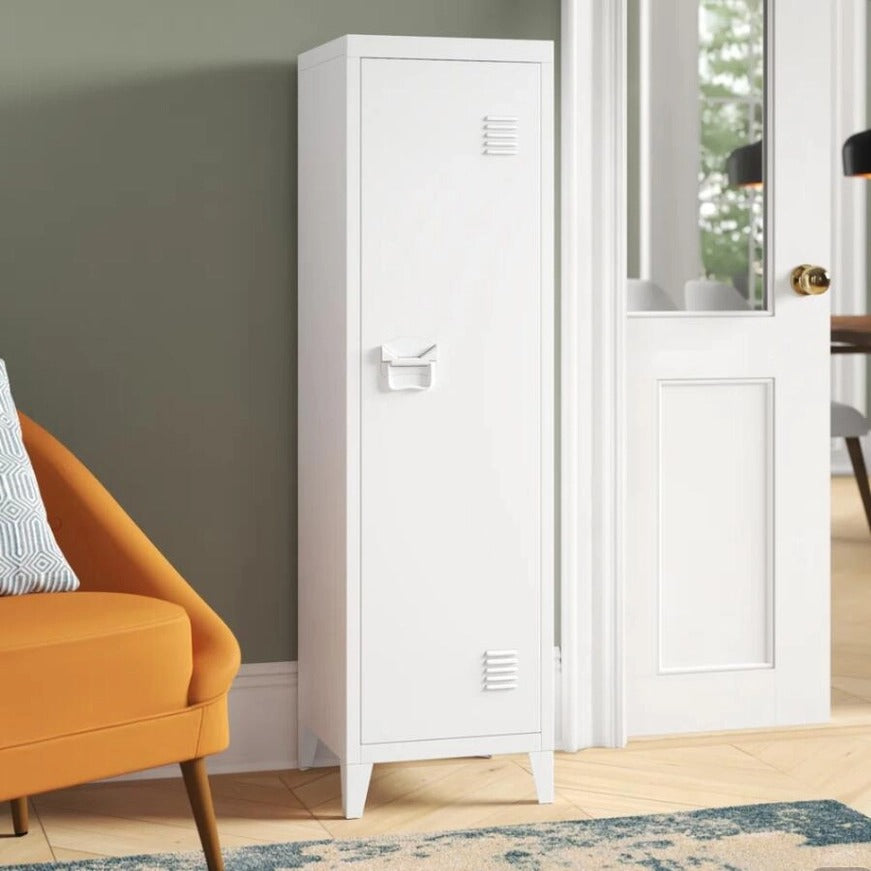 Metal Multifunctional Versatile Storage Cabinet – Durable White & Black Organizer for Home, Office, or Garage - 15.2" x 54.1"