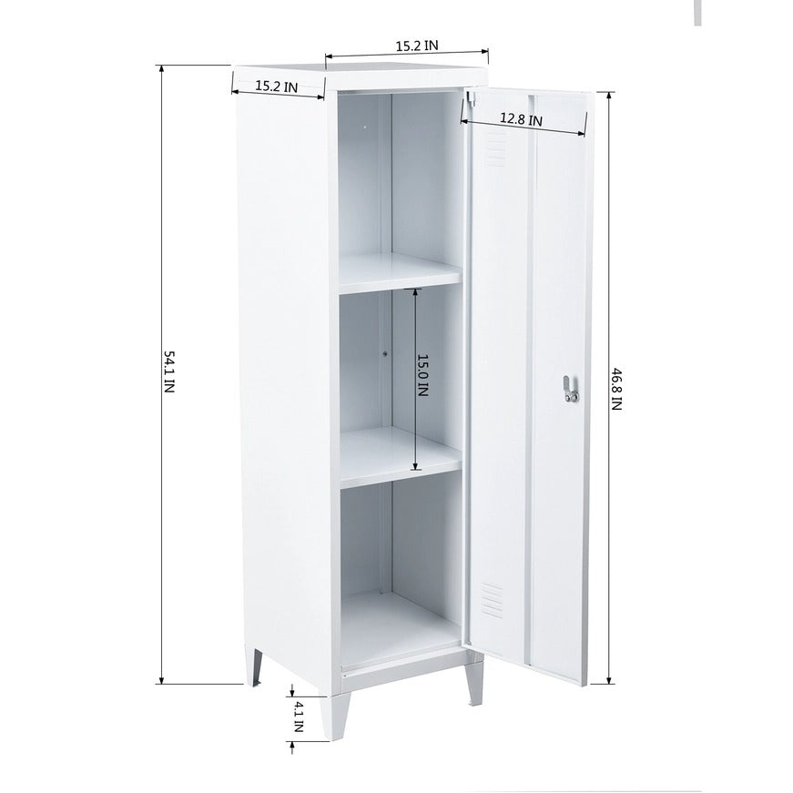 Metal Multifunctional Versatile Storage Cabinet – Durable White & Black Organizer for Home, Office, or Garage - 15.2" x 54.1"