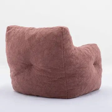 Tufted Teddy Fabric Bean Bag Chair with Ergonomic Backrest – Memory Sponge Lounge Seat in Multiple Colors