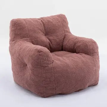 Tufted Teddy Fabric Bean Bag Chair with Ergonomic Backrest – Memory Sponge Lounge Seat in Multiple Colors