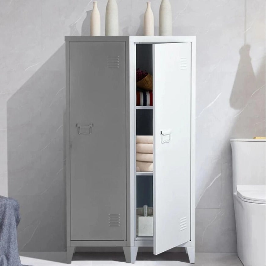 Metal Multifunctional Versatile Storage Cabinet – Durable White & Black Organizer for Home, Office, or Garage - 15.2" x 54.1"