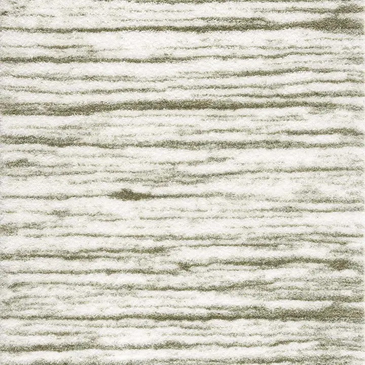 Lucus Green & White Shag Area Rug – Plush Modern Abstract Rug by Hauteloom