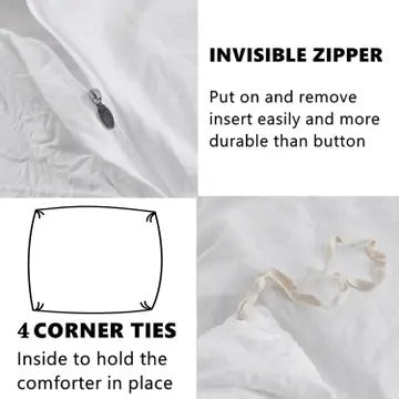 3-Piece Pre-Washed Microfiber Duvet Cover Set with Handmade Ruffle Fringe – Farmhouse Vintage Bedding