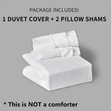 3-Piece Pre-Washed Microfiber Duvet Cover Set with Handmade Ruffle Fringe – Farmhouse Vintage Bedding