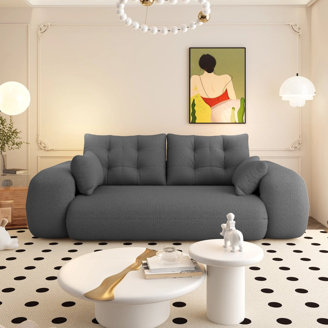 Human Dog Bed – 3-in-1 Foldable Sofa Couch, Grey Teddy Fabric Sleeper Sofa Bed for Living Room, Guest Room, or Playroom, 78.7” Multi-Functional Lazy Floor Sofa